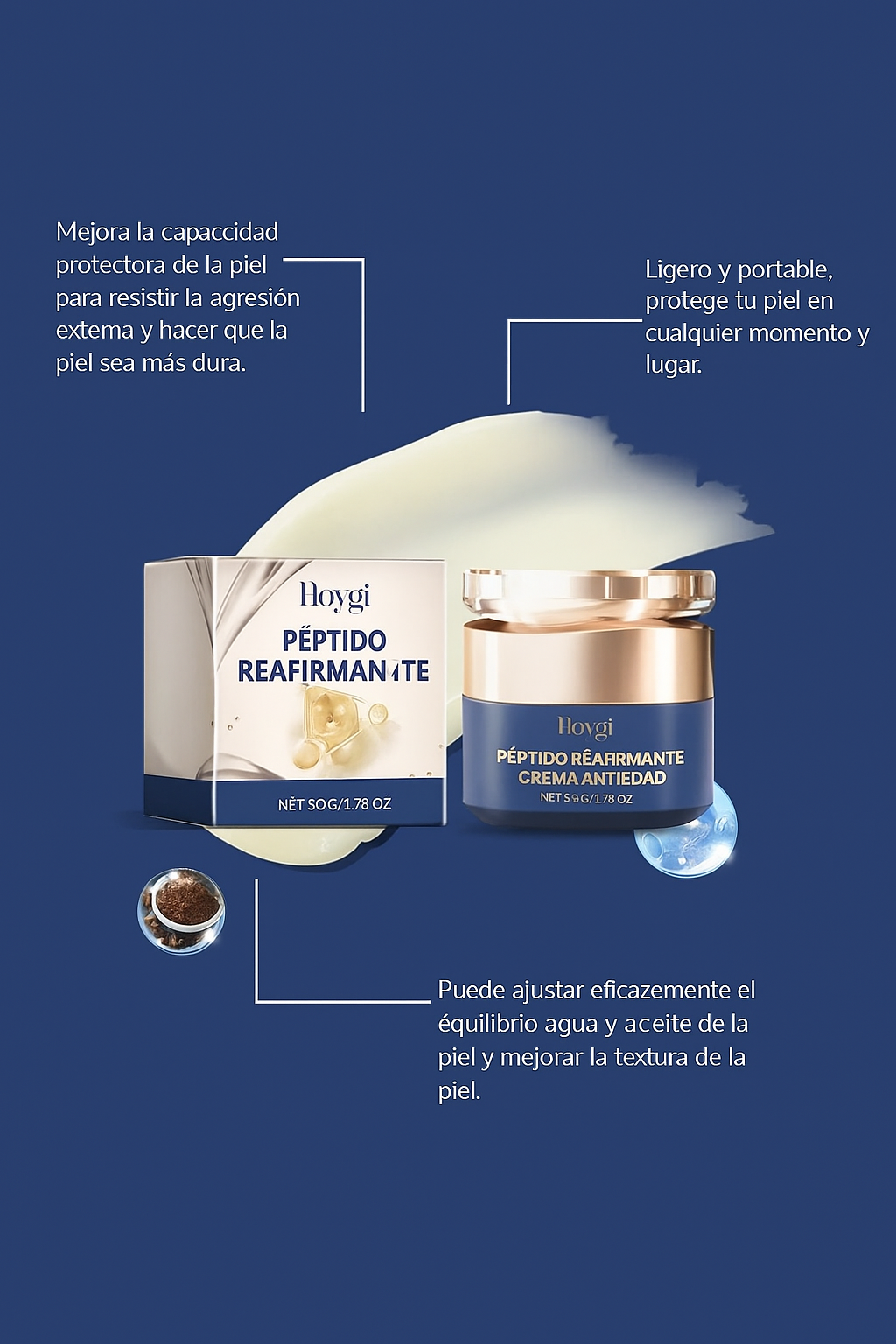 Hoygi Crema Reafirmante Antiarrugas con Péptidos – 50g ✨💆‍♀️